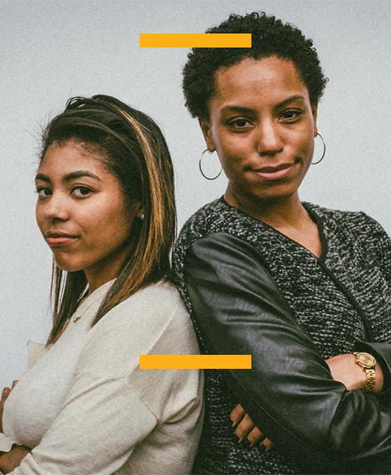Two women looking courageous